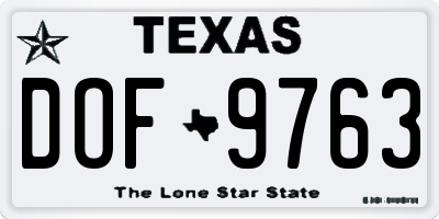 TX license plate DOF9763
