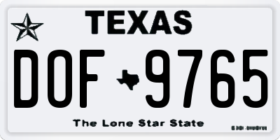 TX license plate DOF9765