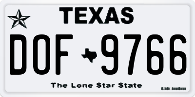 TX license plate DOF9766