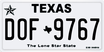 TX license plate DOF9767
