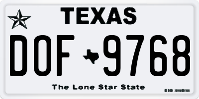 TX license plate DOF9768