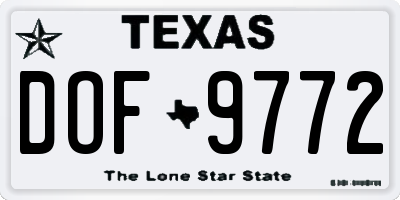 TX license plate DOF9772