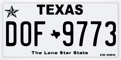 TX license plate DOF9773