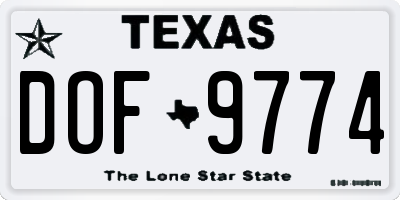 TX license plate DOF9774
