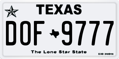 TX license plate DOF9777