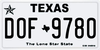 TX license plate DOF9780