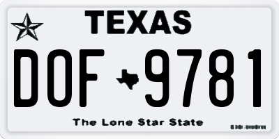 TX license plate DOF9781