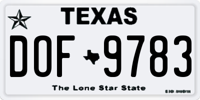 TX license plate DOF9783