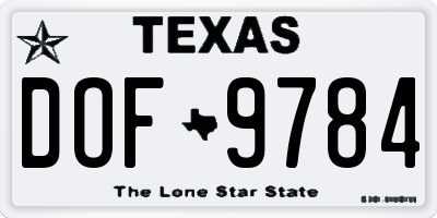 TX license plate DOF9784