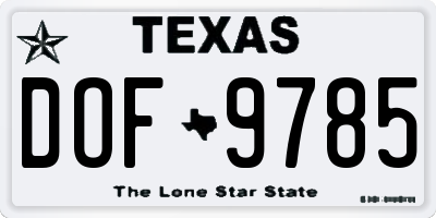 TX license plate DOF9785