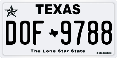TX license plate DOF9788