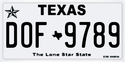 TX license plate DOF9789