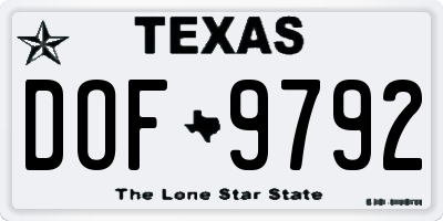 TX license plate DOF9792