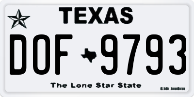 TX license plate DOF9793