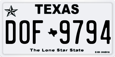 TX license plate DOF9794