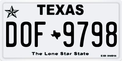 TX license plate DOF9798