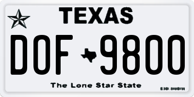 TX license plate DOF9800