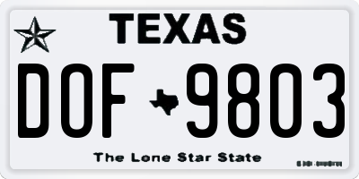 TX license plate DOF9803