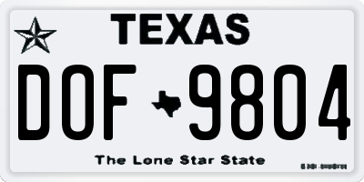 TX license plate DOF9804