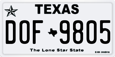 TX license plate DOF9805