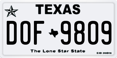 TX license plate DOF9809