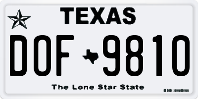 TX license plate DOF9810