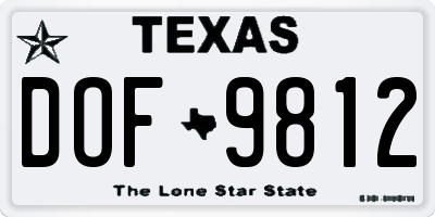 TX license plate DOF9812