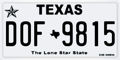 TX license plate DOF9815