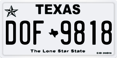 TX license plate DOF9818