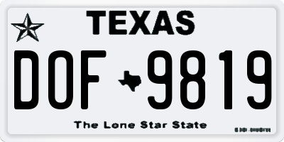 TX license plate DOF9819