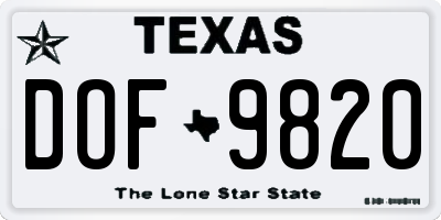 TX license plate DOF9820
