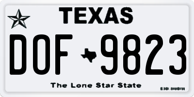 TX license plate DOF9823