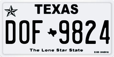 TX license plate DOF9824