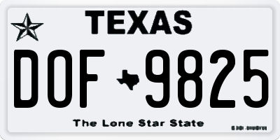 TX license plate DOF9825