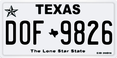 TX license plate DOF9826