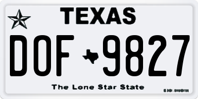 TX license plate DOF9827