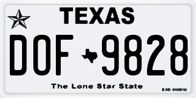 TX license plate DOF9828