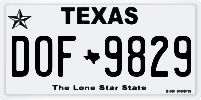 TX license plate DOF9829