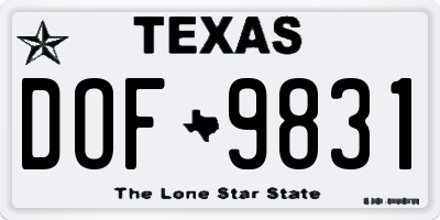 TX license plate DOF9831