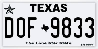 TX license plate DOF9833