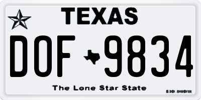 TX license plate DOF9834
