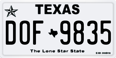 TX license plate DOF9835