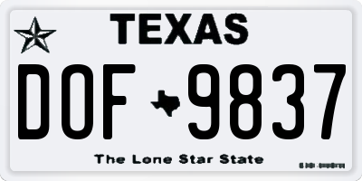 TX license plate DOF9837