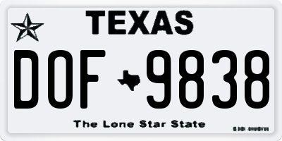TX license plate DOF9838