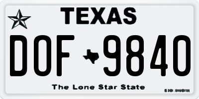 TX license plate DOF9840