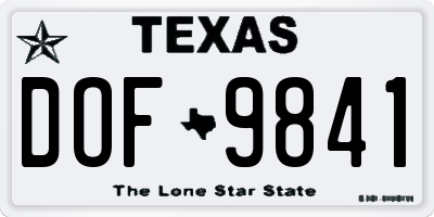 TX license plate DOF9841