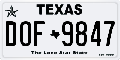 TX license plate DOF9847