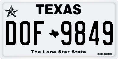 TX license plate DOF9849