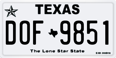 TX license plate DOF9851