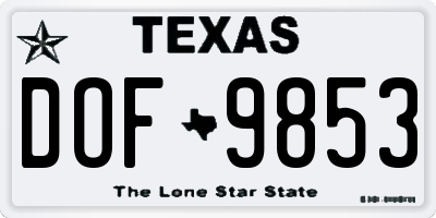 TX license plate DOF9853